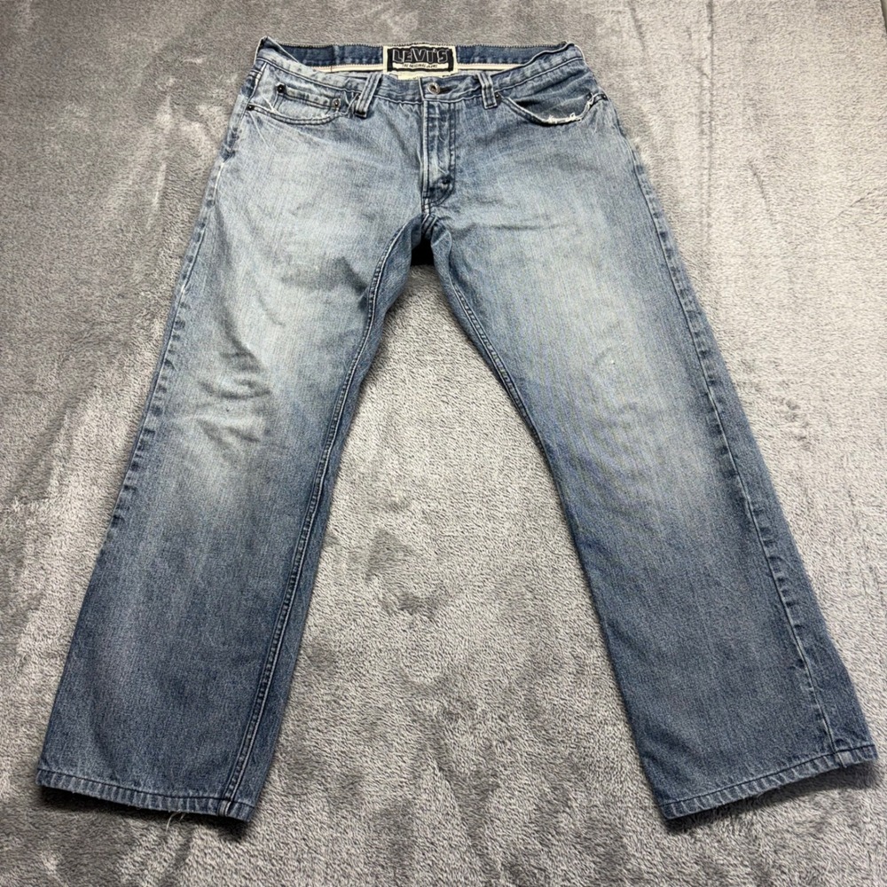 Levi's 514 Slim Straight Jeans Mens 34x30‎ Blue Good Light Wash Denim Zip Fly
